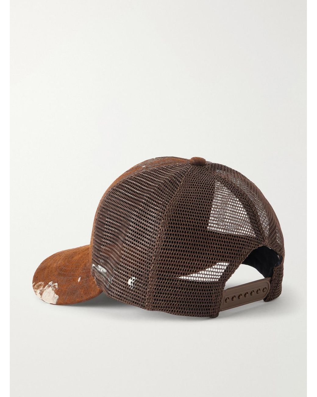 GALLERY DEPT. Brown Chateau Ranch Debossed Paint-Splattered Leather And Mesh Baseball Cap for men