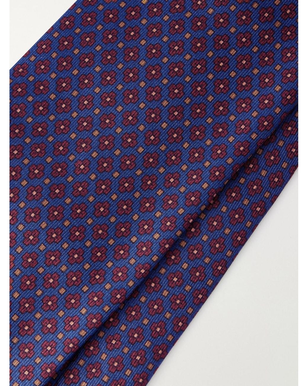 Rubinacci Blue 8Cm Printed Silk-Twill Tie for men