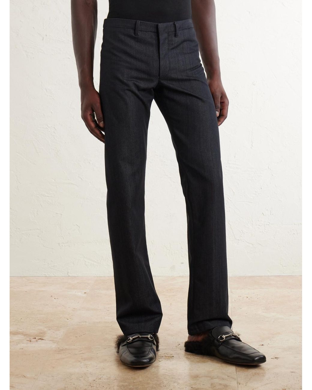 Gucci Blue Slim-Leg Cotton-Blend Twill Trousers for men