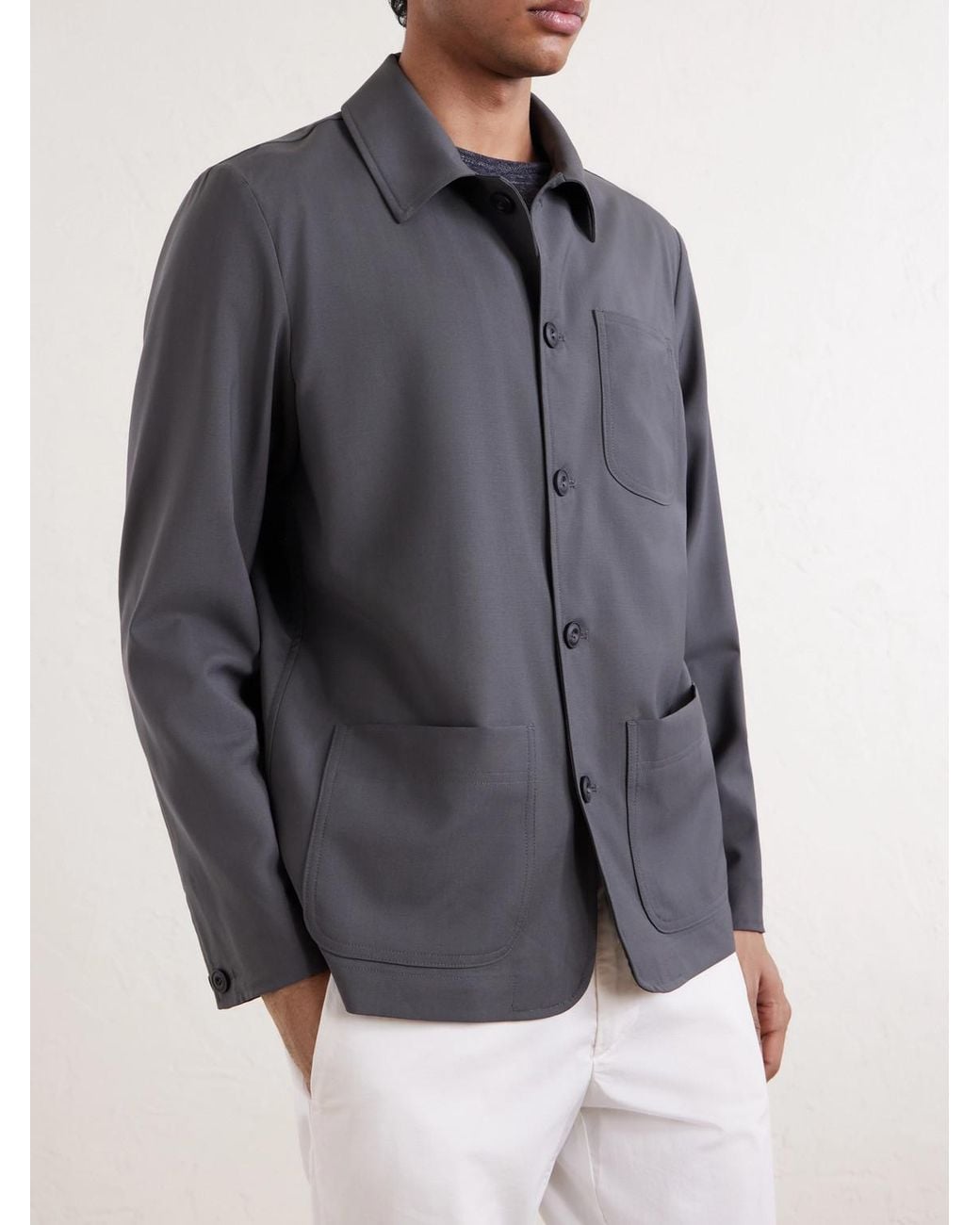 Altea Gray Constantin Virgin Wool Overshirt for men