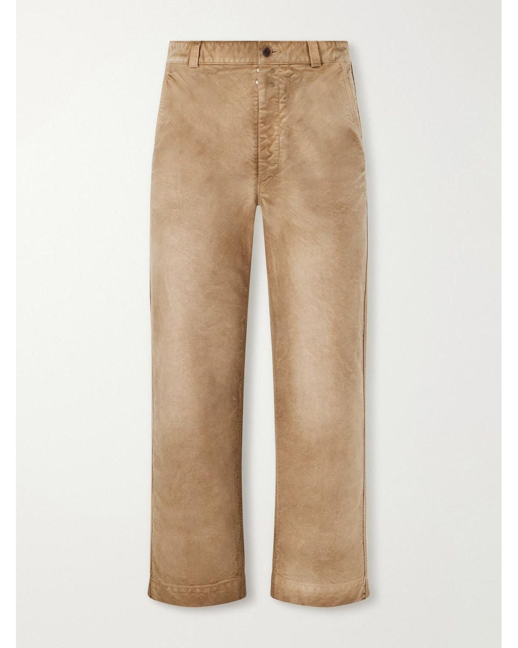 Auralee Natural Straight-Leg Garment-Dyed Cotton-Moleskin Trousers for men