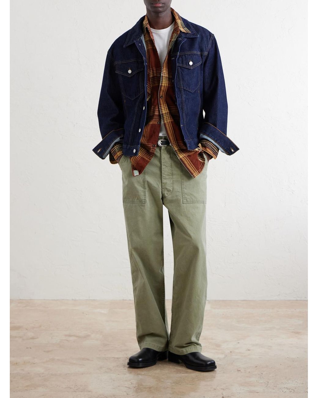 Orslow Brown Checked Cotton And Linen-blend Shirt for men