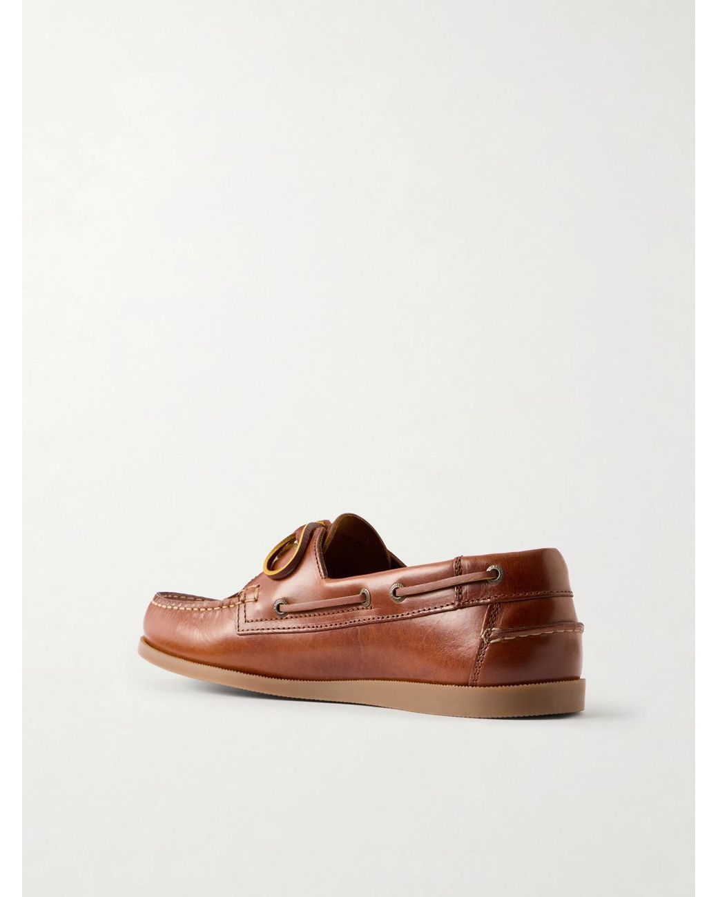 R.M.Williams Brown Islet Leather Boat Shoes for men