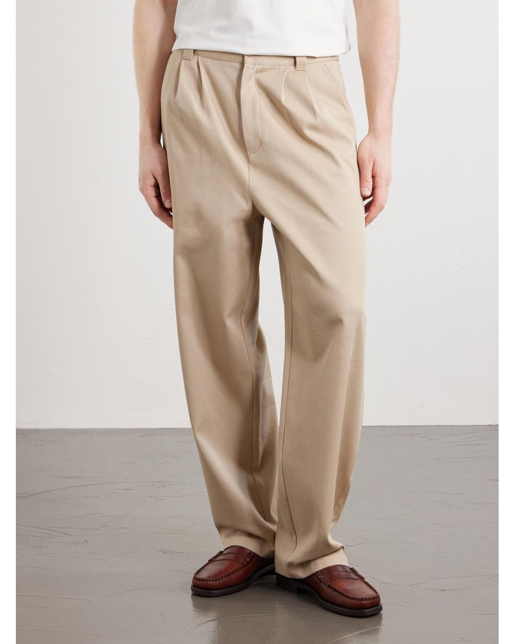 A.P.C. Natural Ricky Straight-Leg Pleated Organic Cotton Trousers for men
