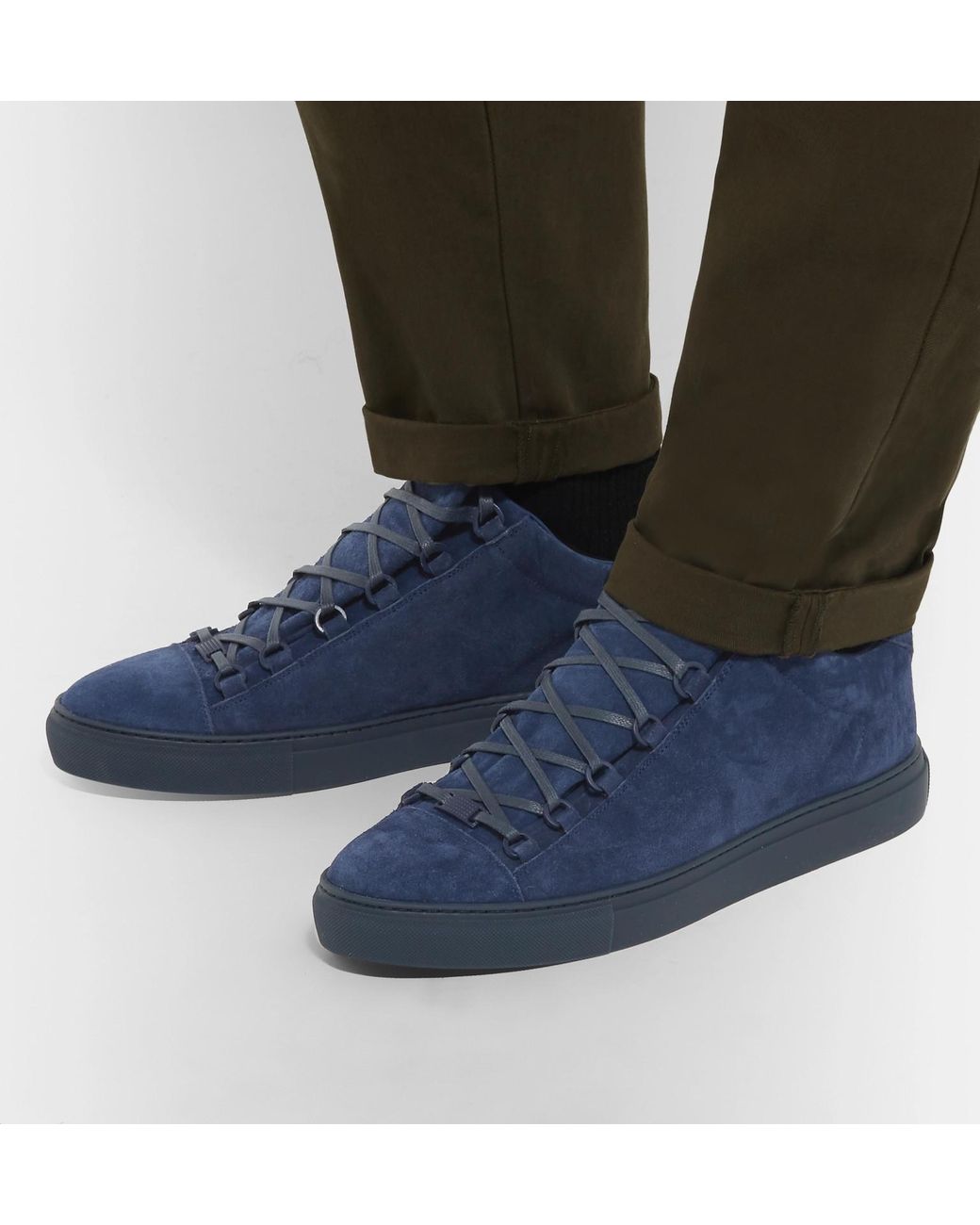 Balenciaga Arena Suede Sneakers in Navy (Blue) for Men | Lyst