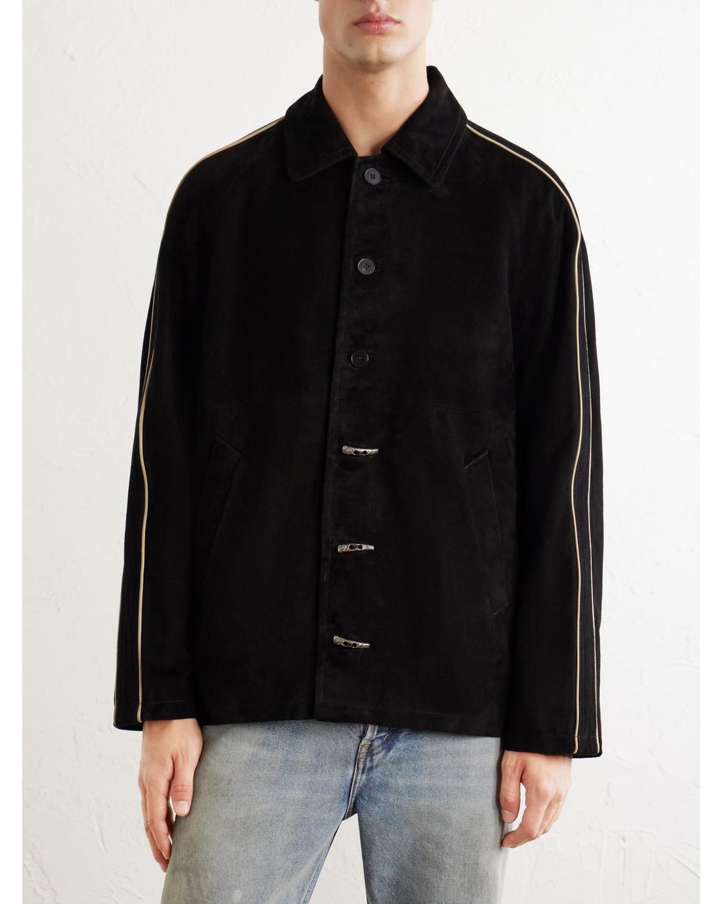Enfants Riches Deprimes Black Académie Embellished Suede Jacket for men