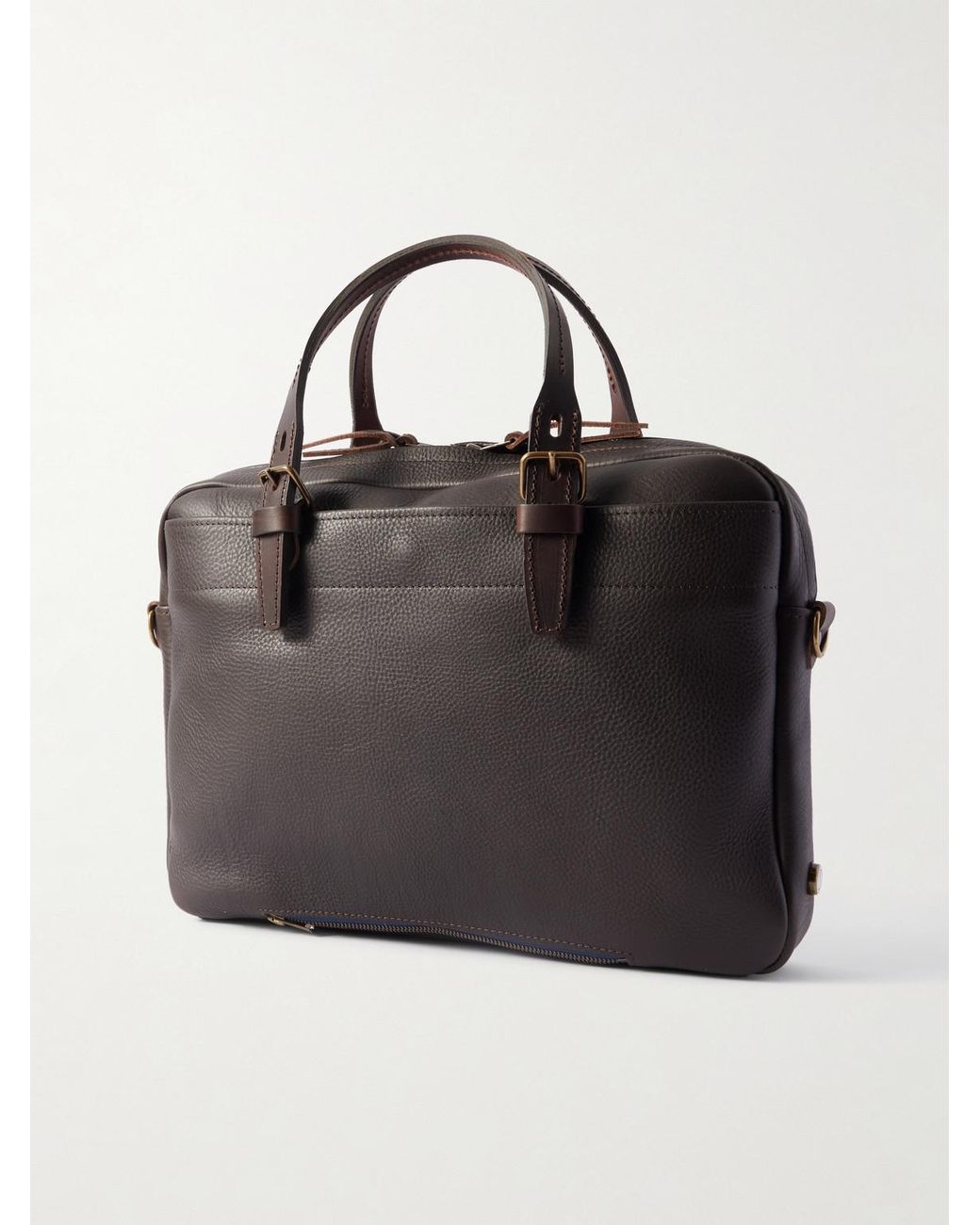 Bleu De Chauffe Black Folder Business Full-Grain Leather Briefcase for men