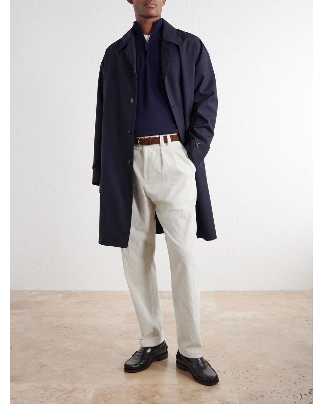 Canali Blue Wool Half-Zip Sweater for men