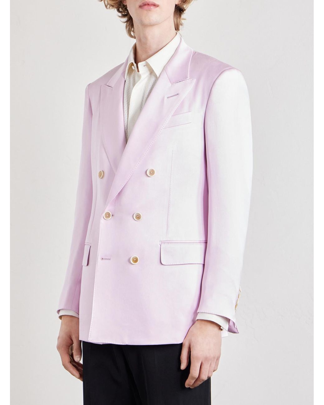 Tom Ford Pink Double-Breasted Silk-Gabardine Blazer for men
