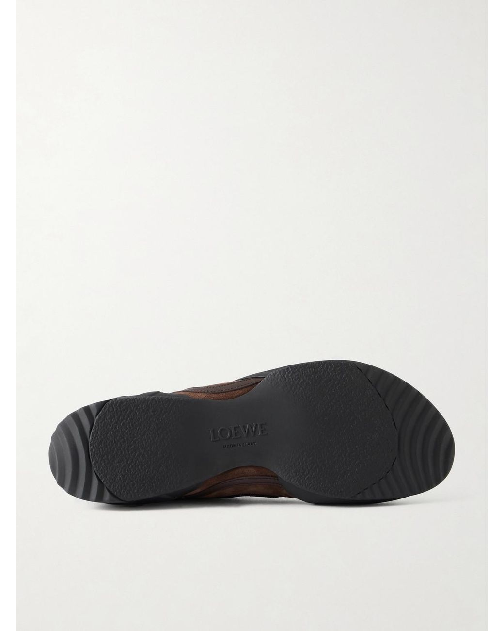 Loewe Brown Grip Logo-Appliquéd Trimmed-Suede Sneakers for men