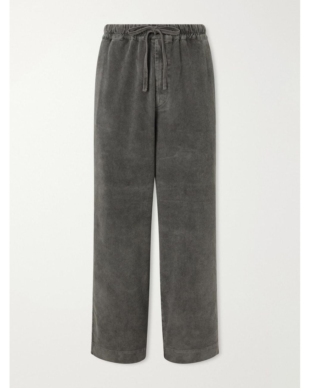 Officine Generale Gray Fernand Wide-Leg Cotton-Blend Corduroy Trousers for men