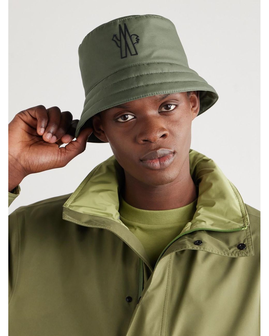 Moncler Green Logo-Embellished Gore-Tex Bucket Hat for men