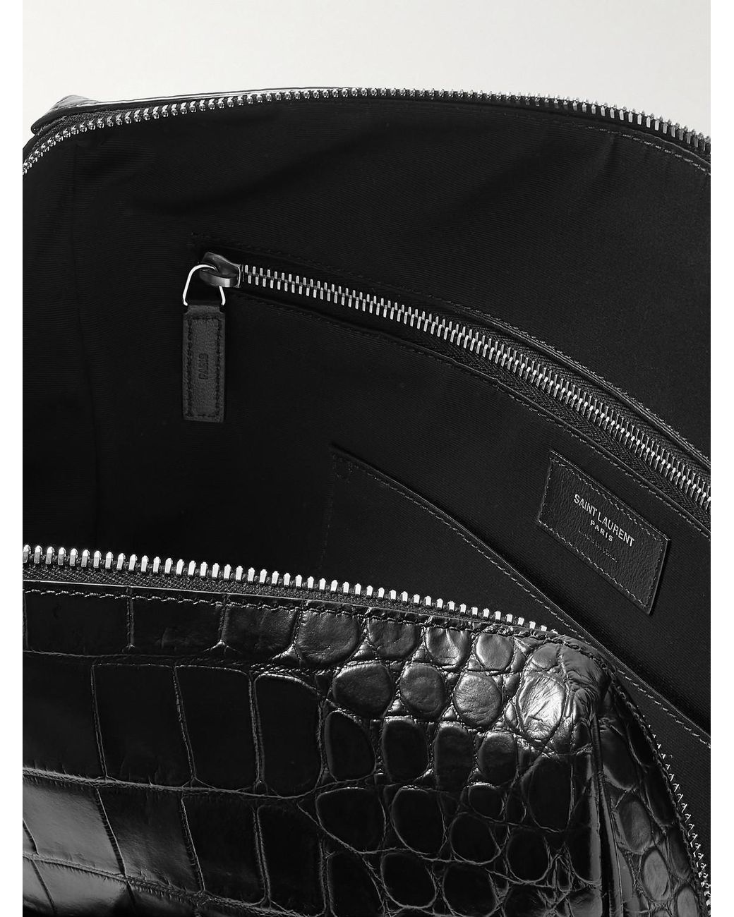 Saint Laurent Black Croc-Effect Leather Briefcase for men