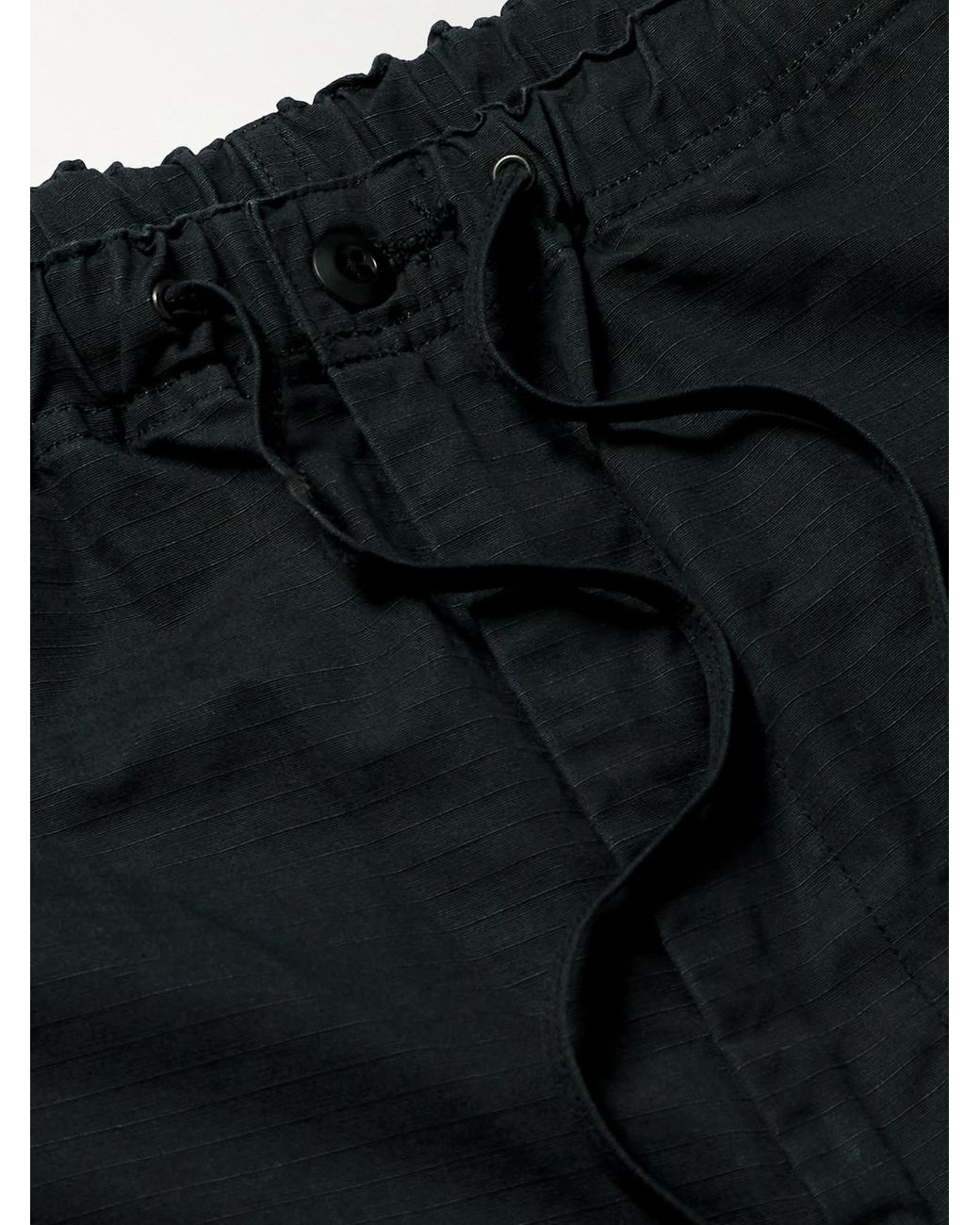 Orslow Black New Yorker Straight-Leg Cotton-Ripstop Drawstring Shorts for men
