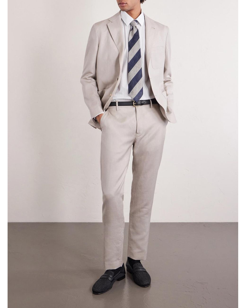 Canali White Pinstriped Cotton Shirt for men