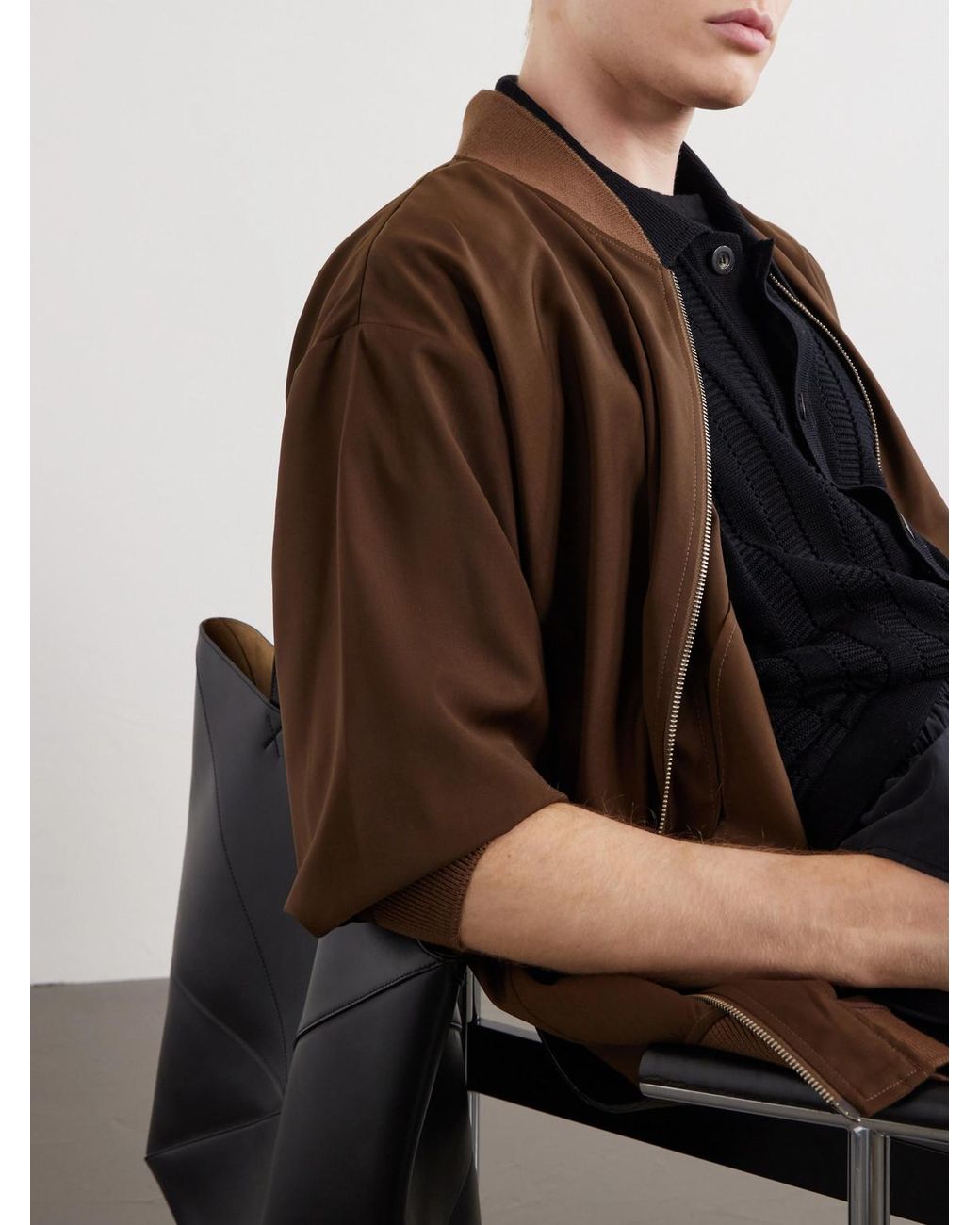 Barena Brown Gabier Virgin Wool Bomber Jacket for men