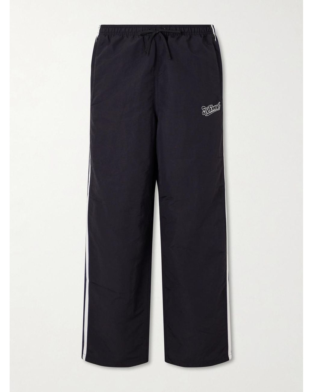 Aimé Leon Dore Blue Straight-Leg Logo-Embroidered Striped Shell Sweatpants for men