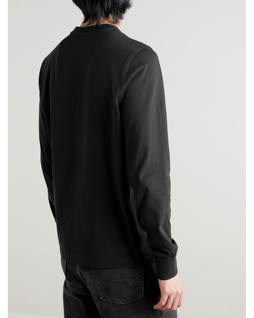 Moncler Black Logo-Flocked Cotton-Jersey T-Shirt for men