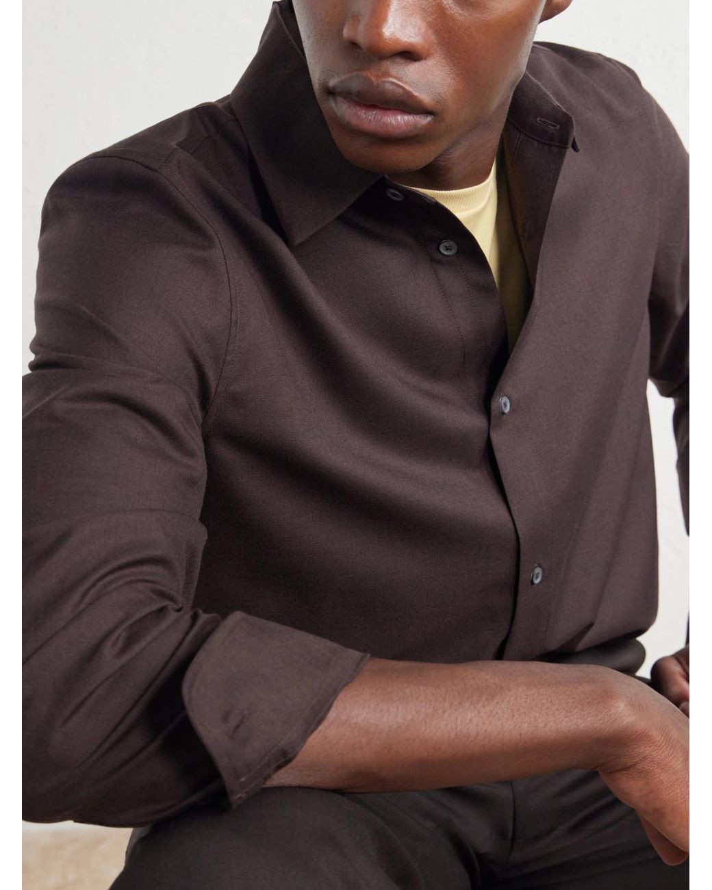 Mr P. Purple Wool, Silk And Cashmere-Blend Shirt for men