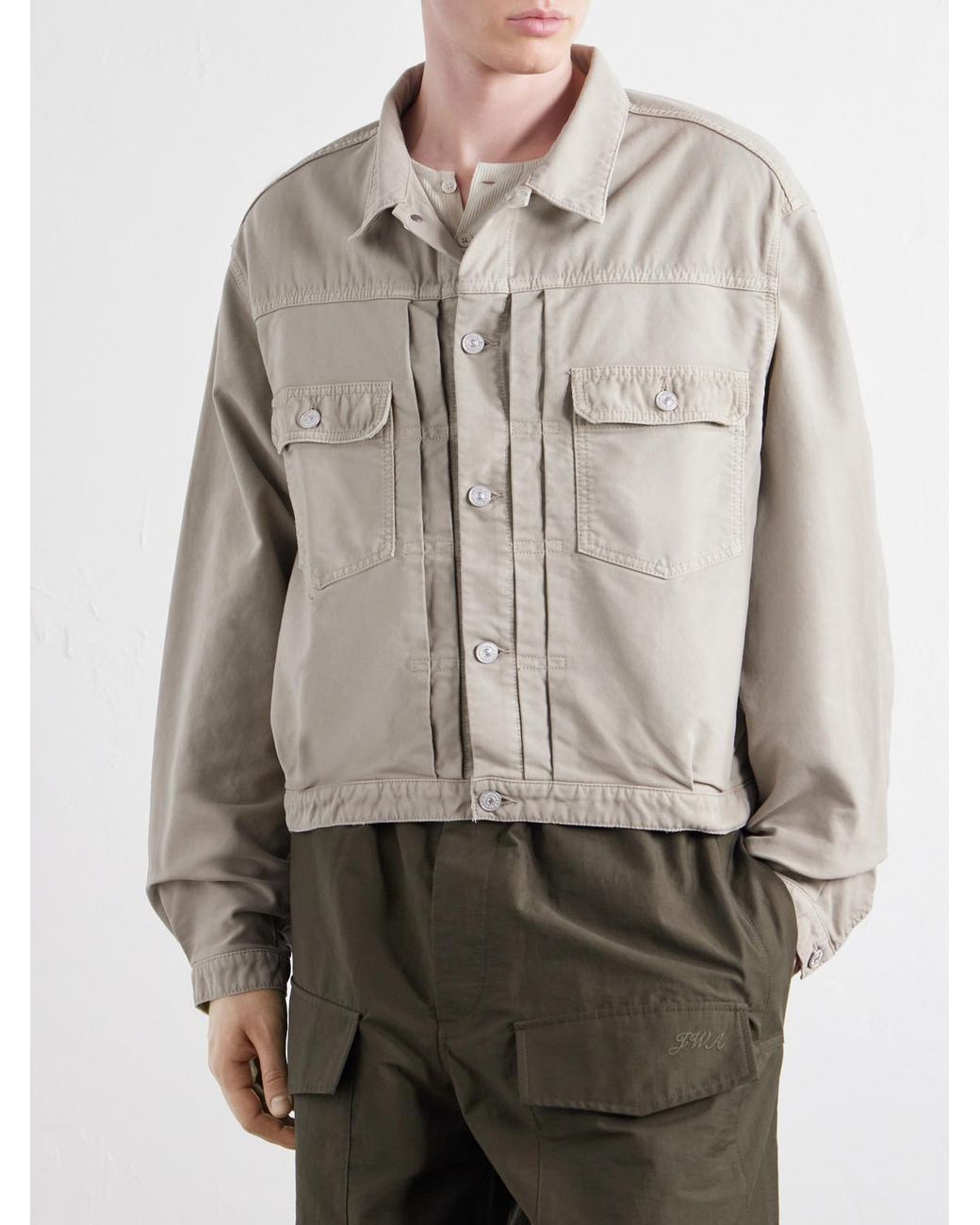 Visvim Gray 101Xx Embroidered Garment-Dyed Corduroy Jacket for men