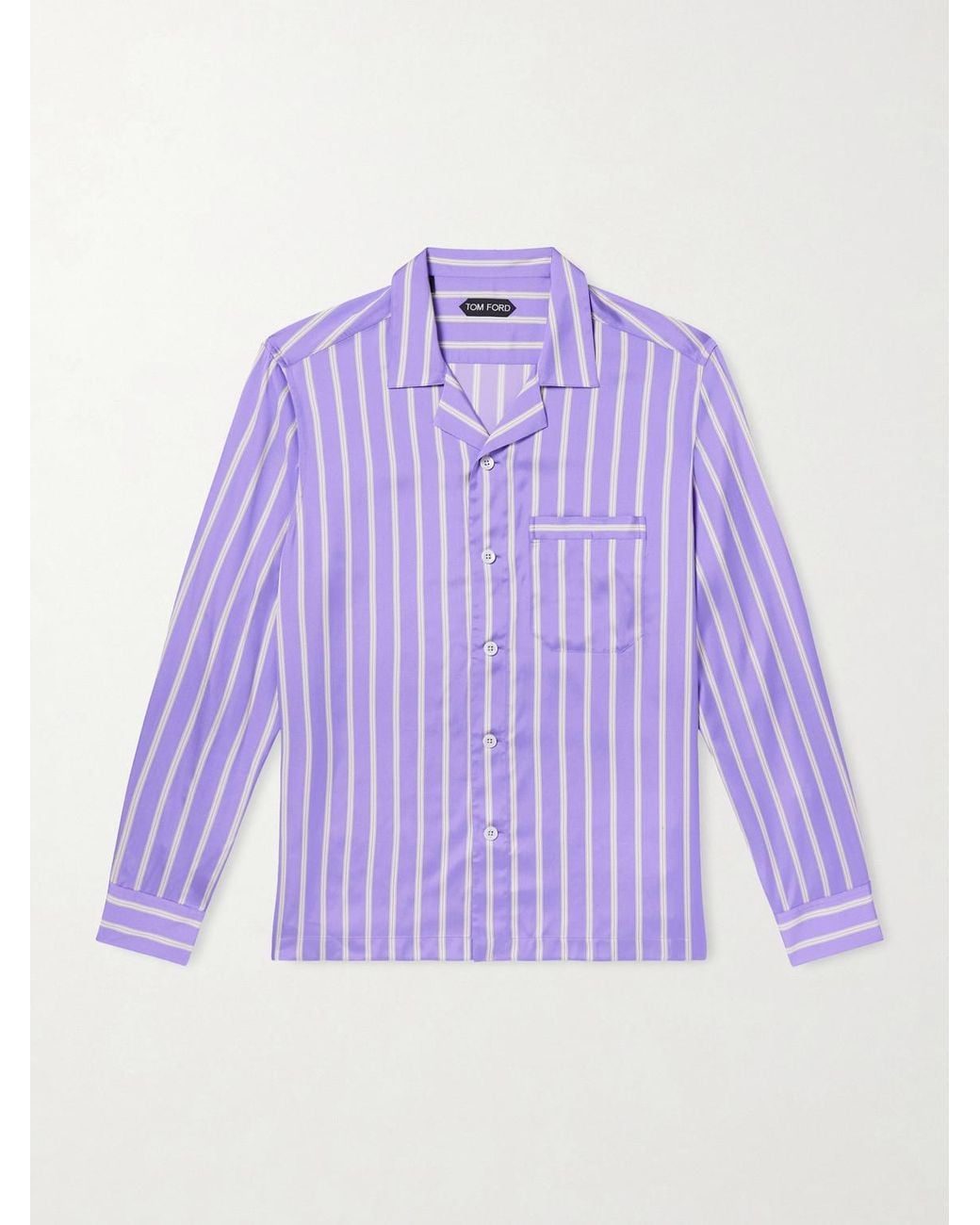 Tom Ford Purple Striped Silk Shirt for men