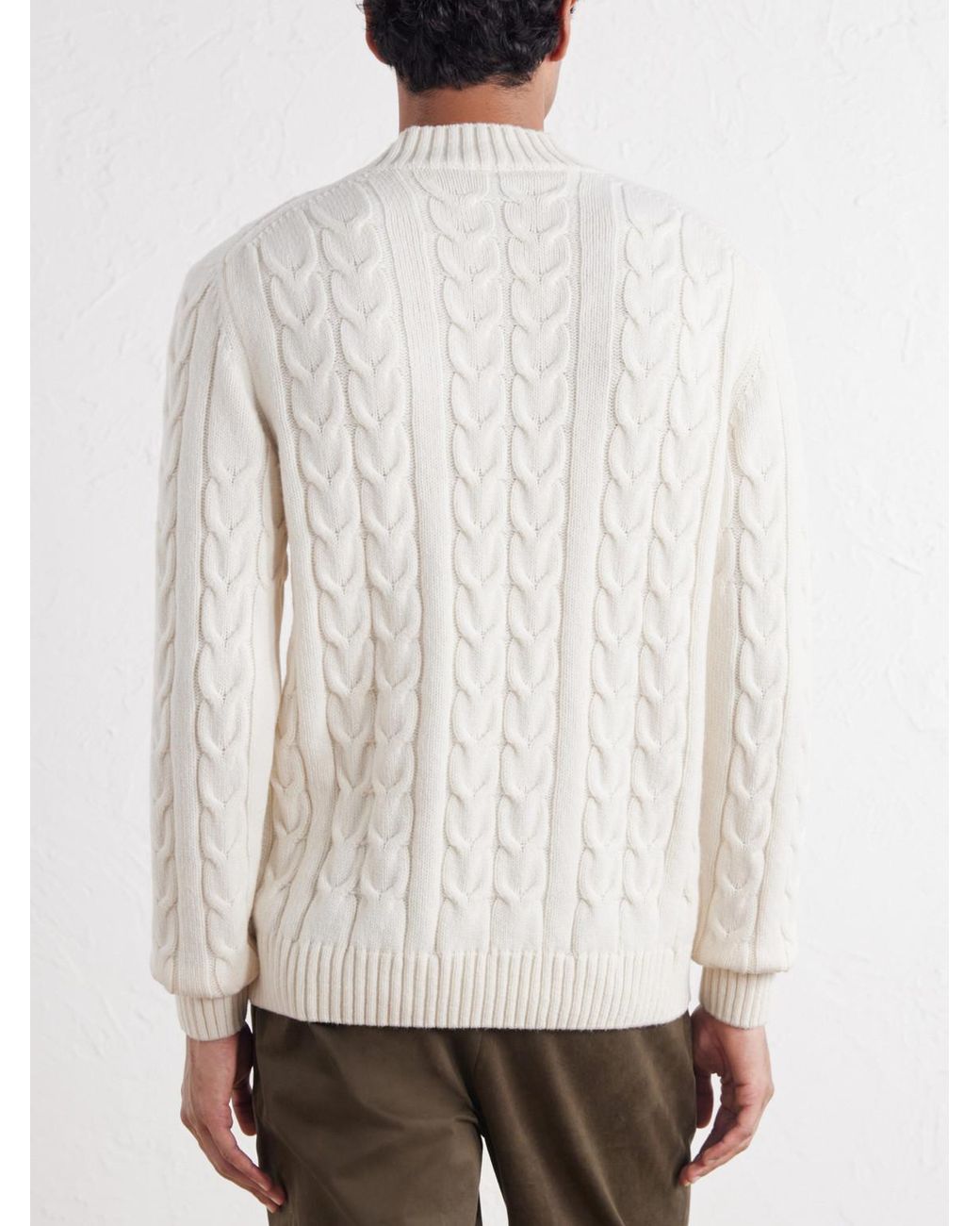 Slowear Natural Zanone Slim-Fit Cable-Knit Virgin Wool Sweater for men