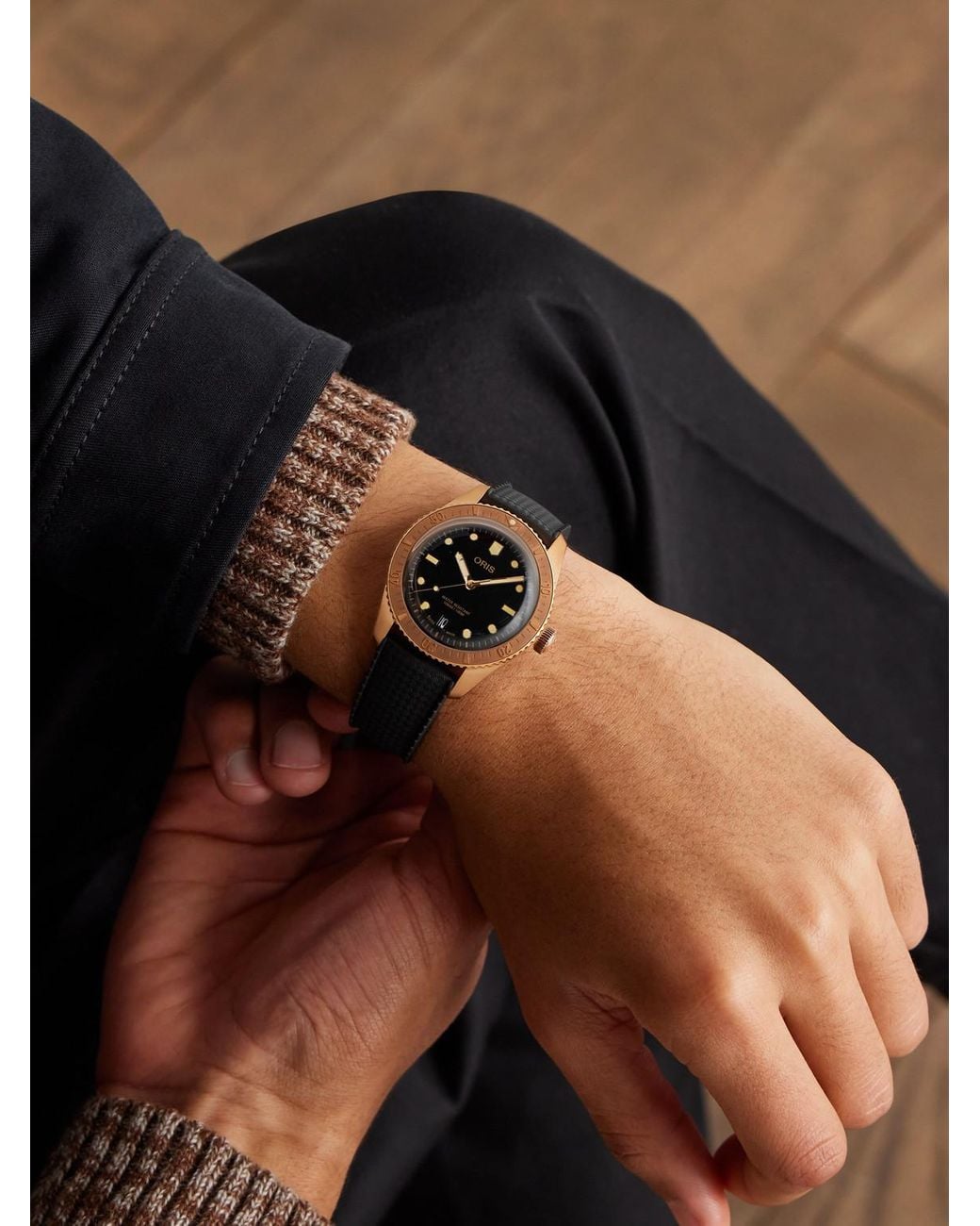 Oris Black Divers-Sixty Five Automatic Bronze Watch, Ref. 01 733 7771 3154-07 4 19 18Br for men