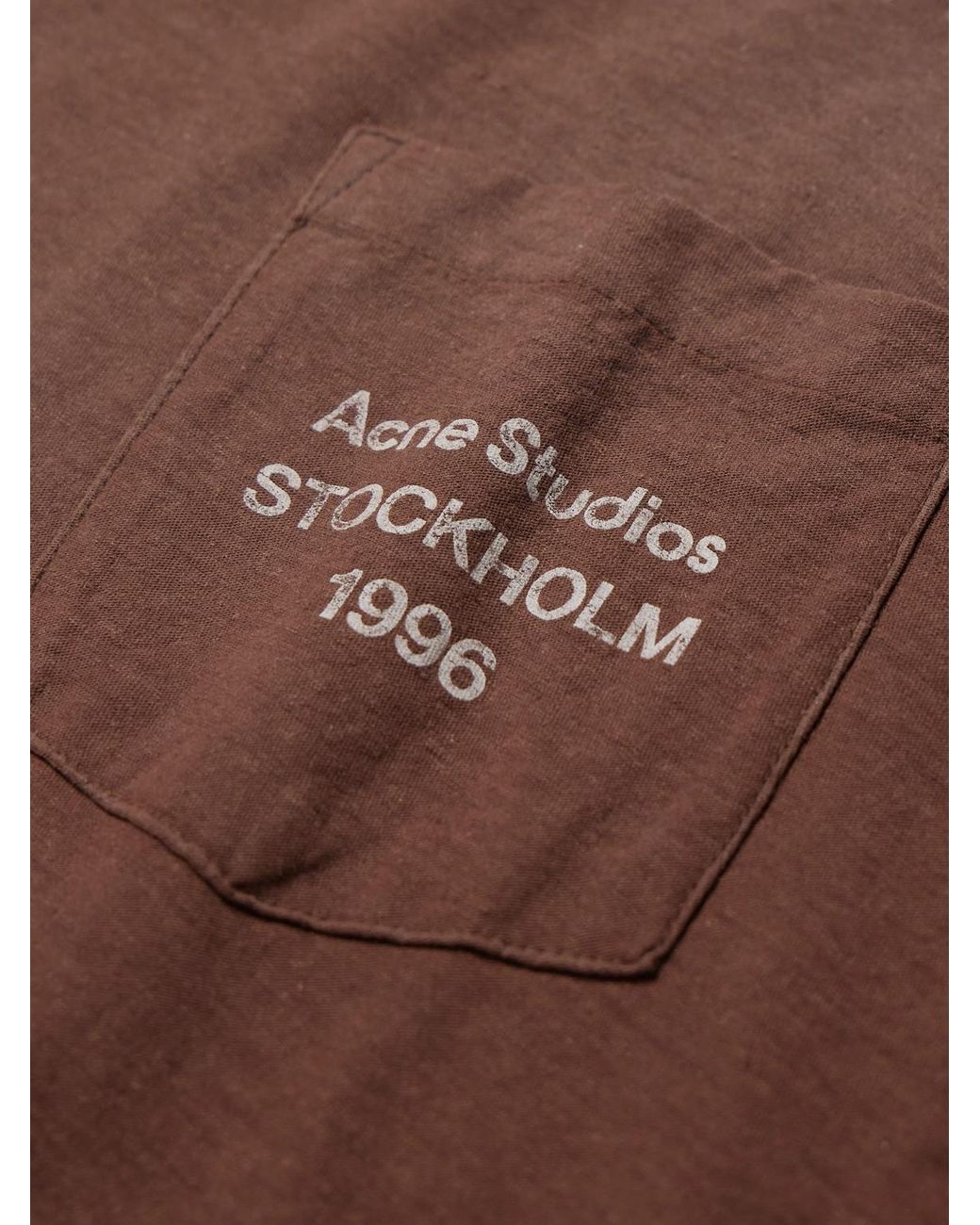 Acne Brown Exford U Oversized Logo-Print Distressed Cotton-Jersey T-Shirt for men