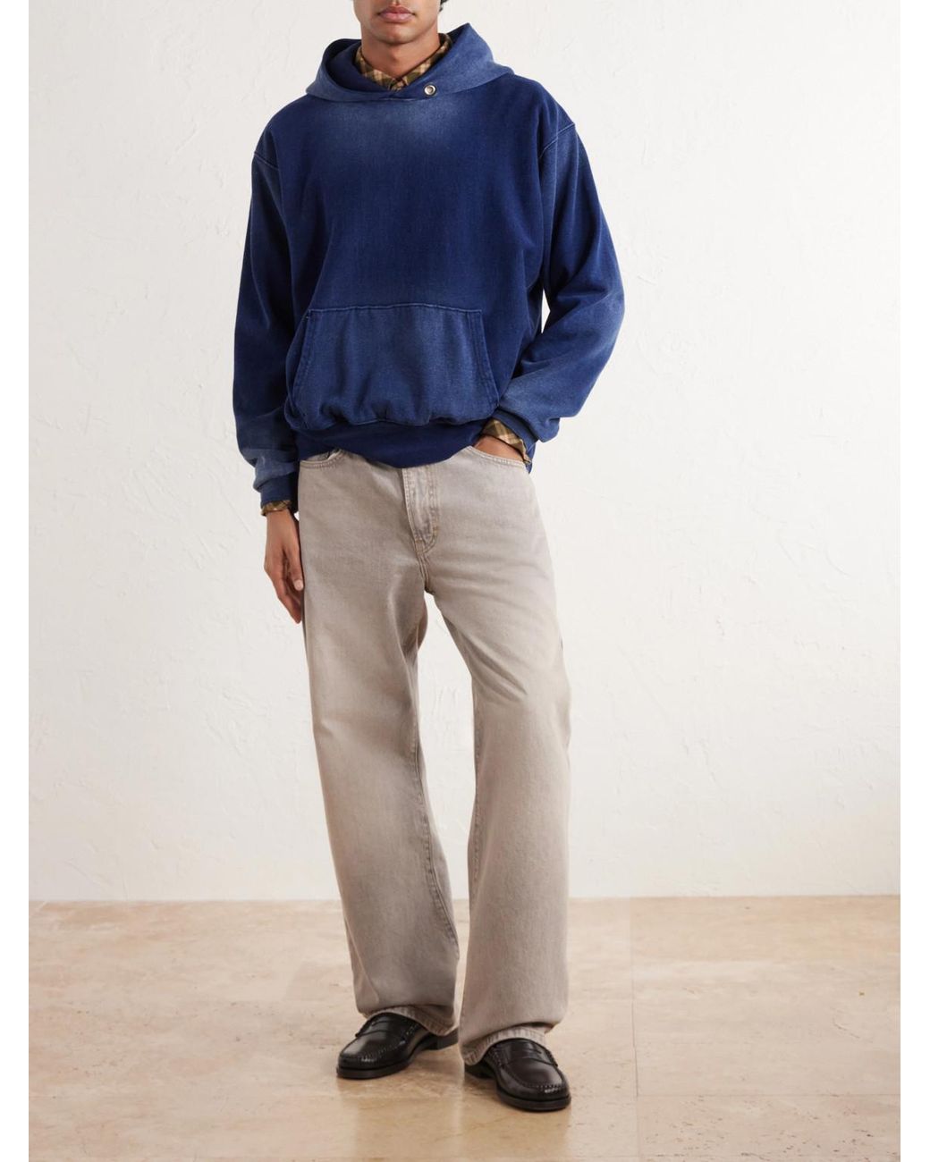Les Tien Blue Cotton-Jersey Hoodie for men