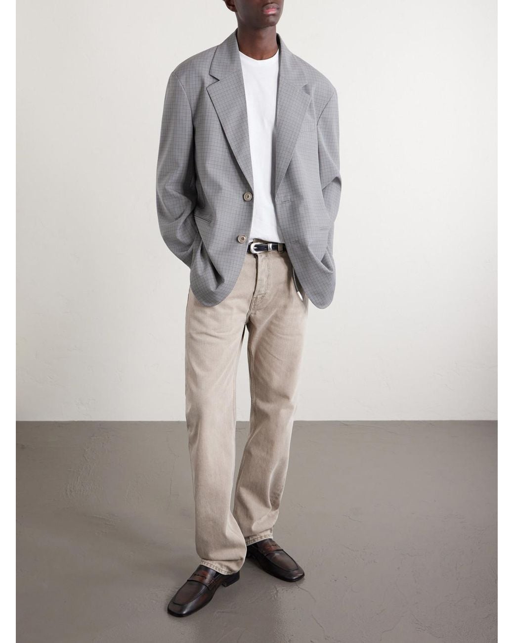 Our Legacy Gray Industry Checked Grain De Poudre Blazer for men