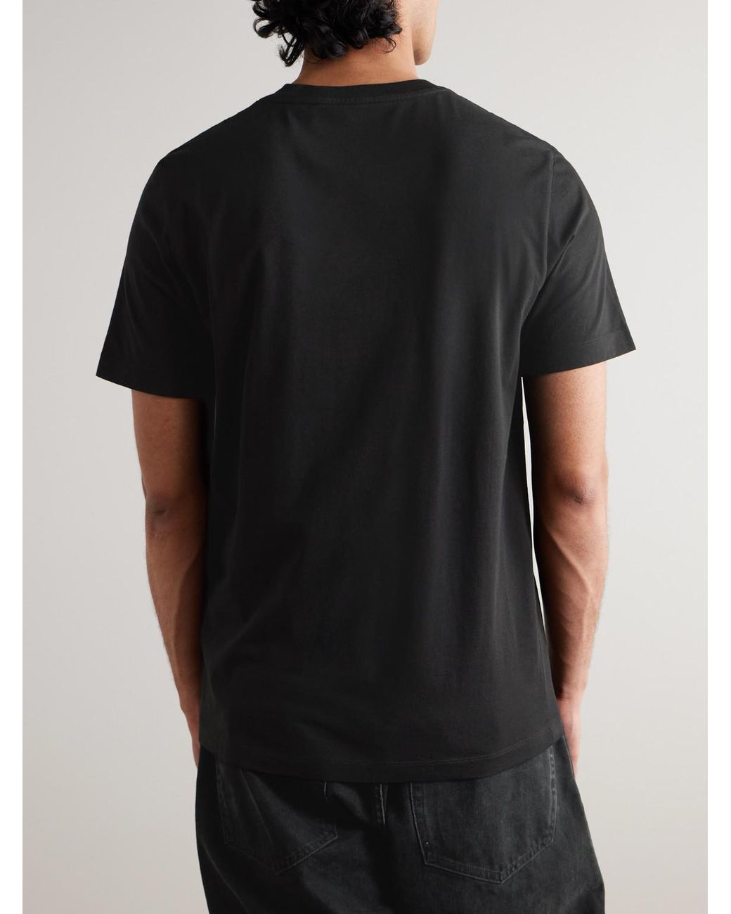 Moncler Black Three-Pack Logo-Appliquéd Cotton-Jersey T-Shirts for men
