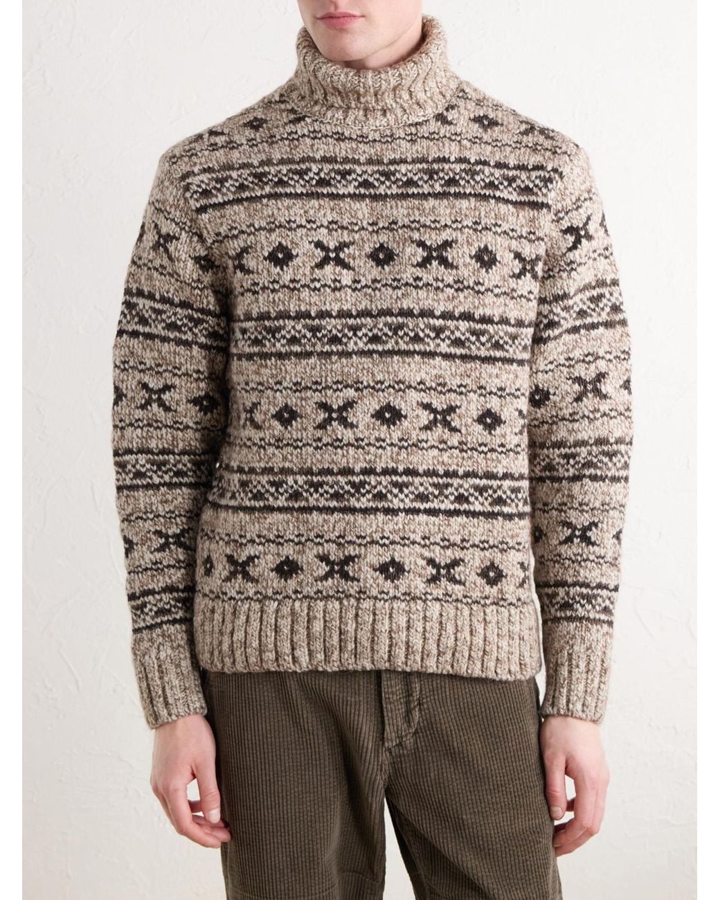 RRL White Fair Isle Wool-Blend Jacquard Rollneck Sweater for men