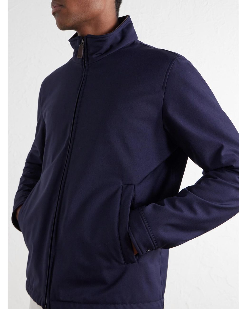 Herno Blue Padded Twill Bomber Jacket for men
