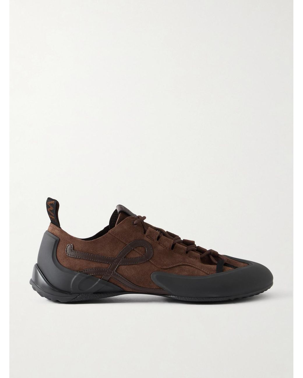 Loewe Brown Grip Logo-Appliquéd Trimmed-Suede Sneakers for men