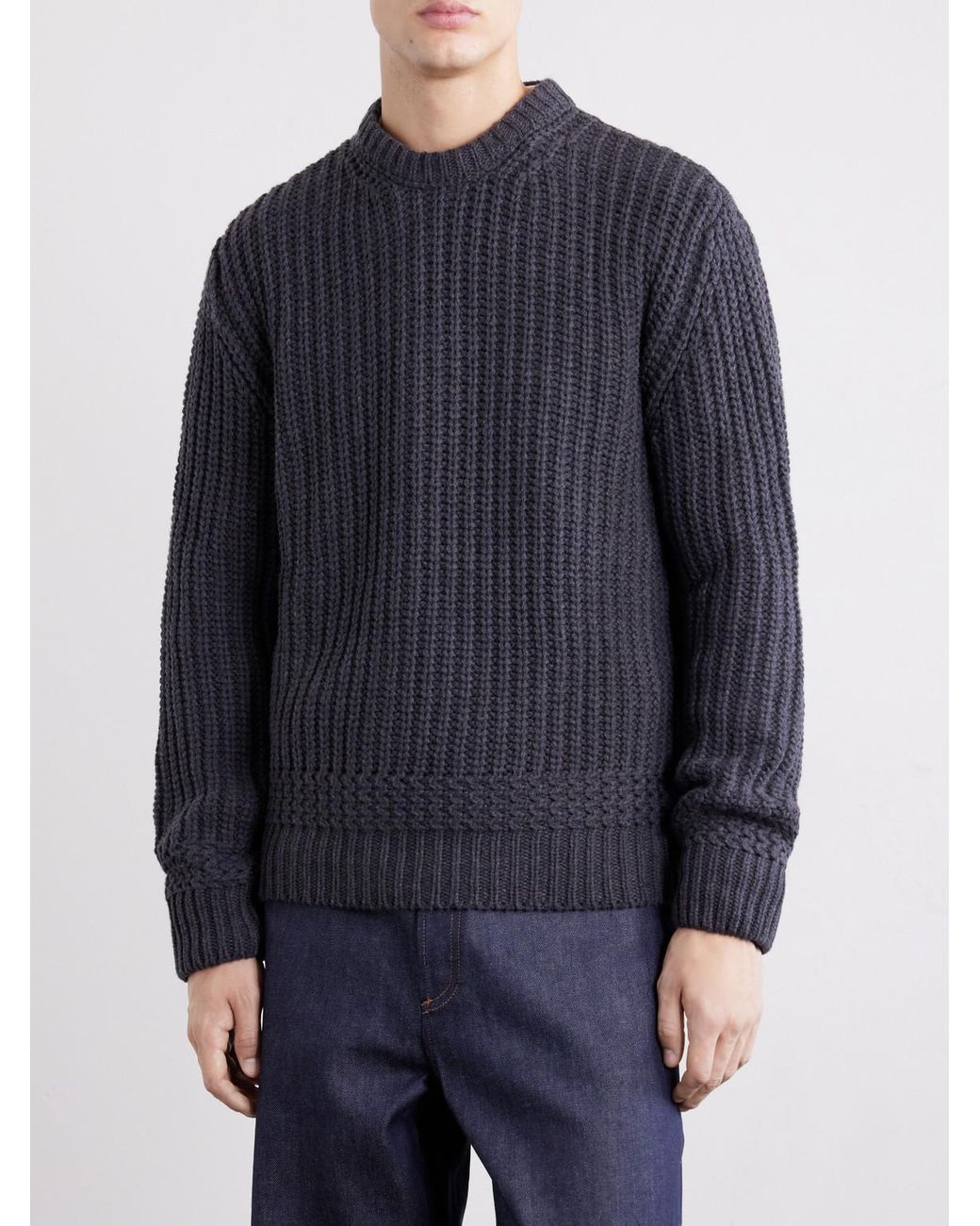 A.P.C. Blue Ron Ribbed Wool Sweater for men