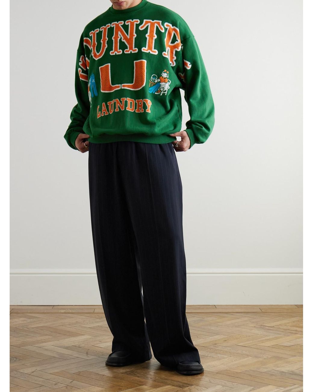 Kapital Green Printed Cotton-Jersey Sweatshirt for men