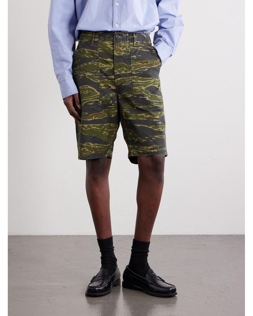 Orslow Green U.s. Army Fatigue Printed Straight-leg Rip-stop Cotton Shorts for men