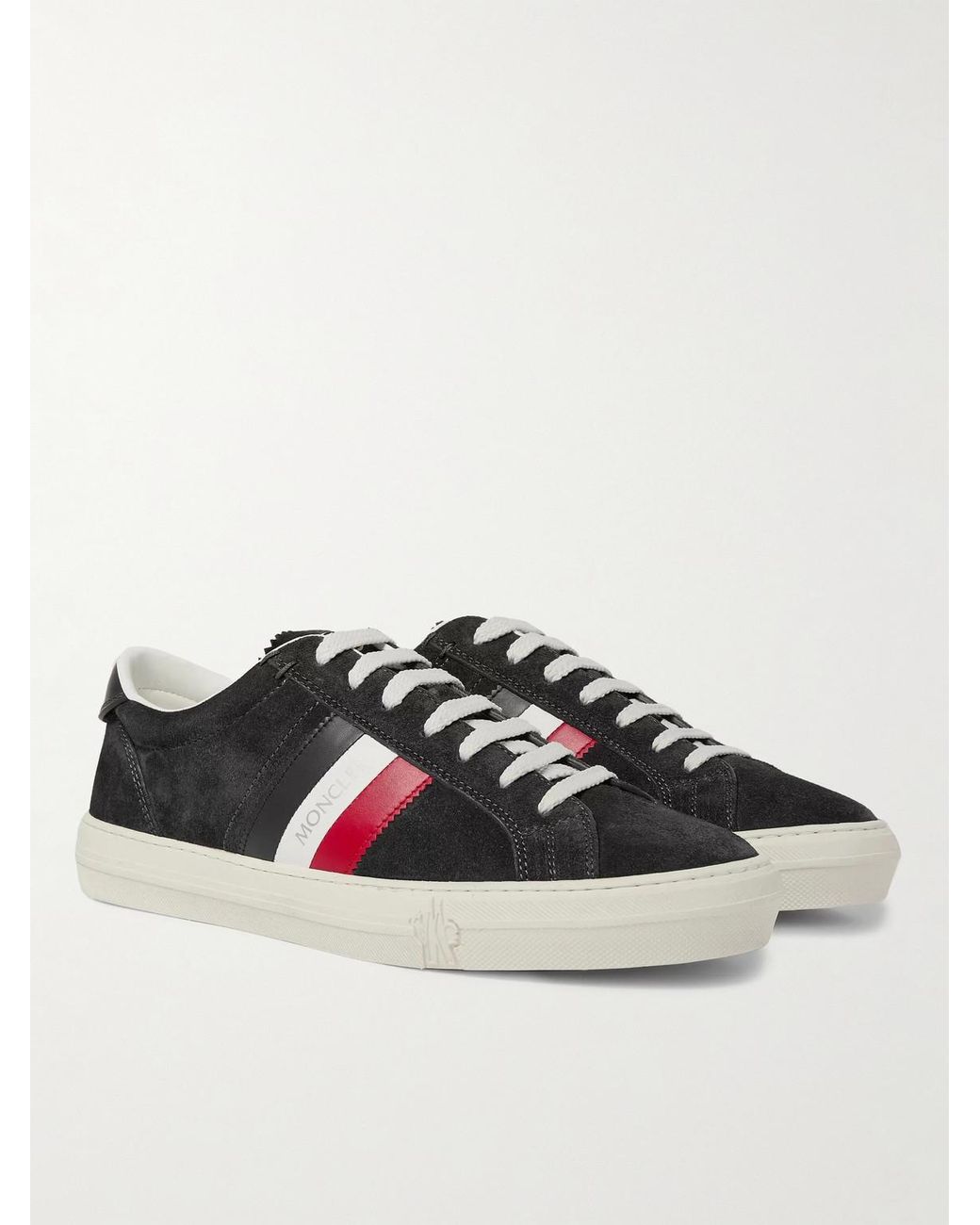 Moncler Black New Monaco Leather And Suede Sneakers for men