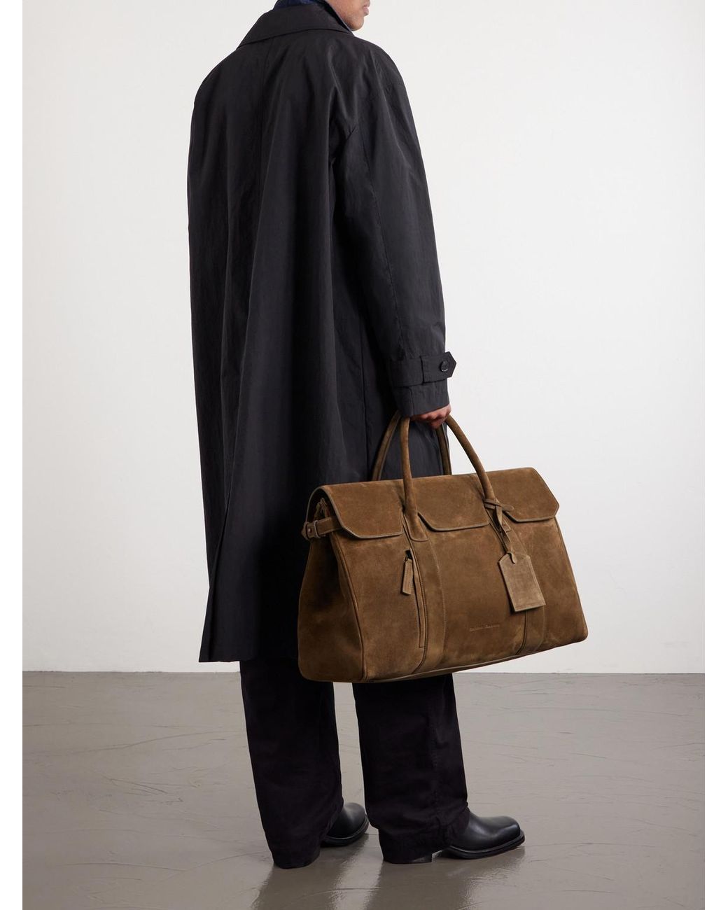 Officine Creative Brown Bostonian 001 Suede Weekend Bag for men