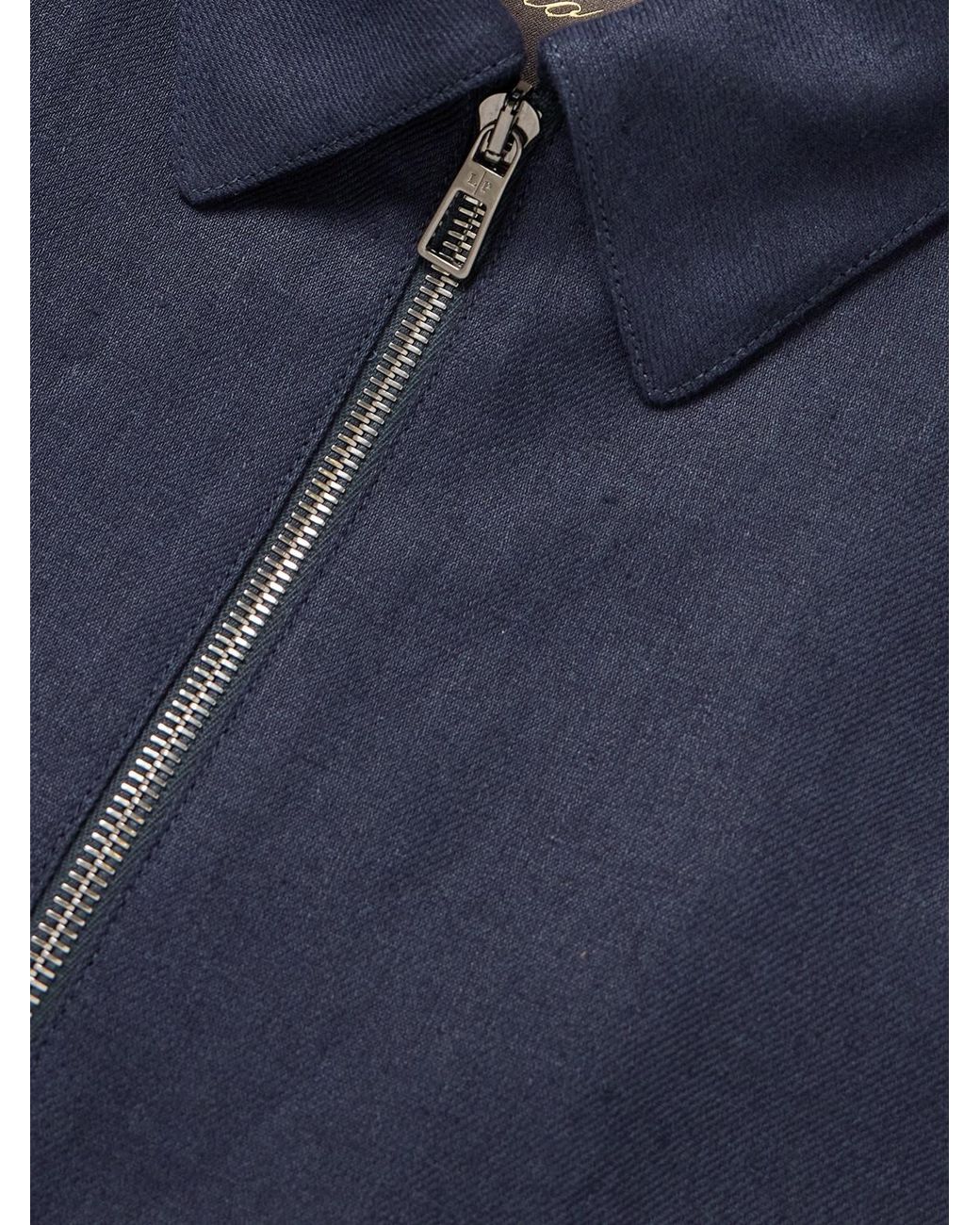 Loro Piana Blue Maurin Linen-Twill Blouson Jacket for men