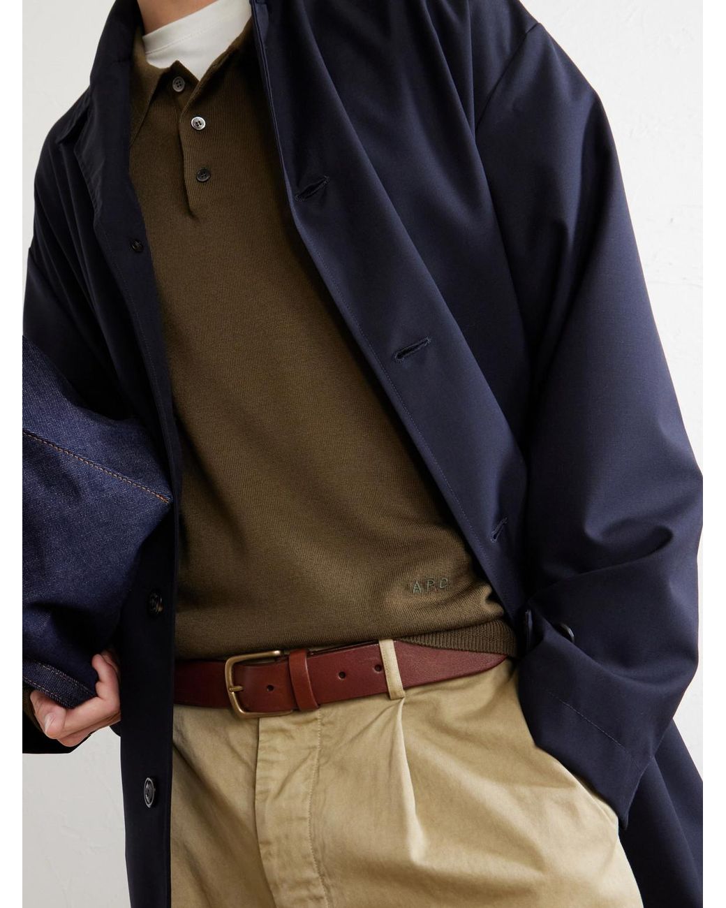 A.P.C. Green Riou Virgin Wool Polo Shirt for men