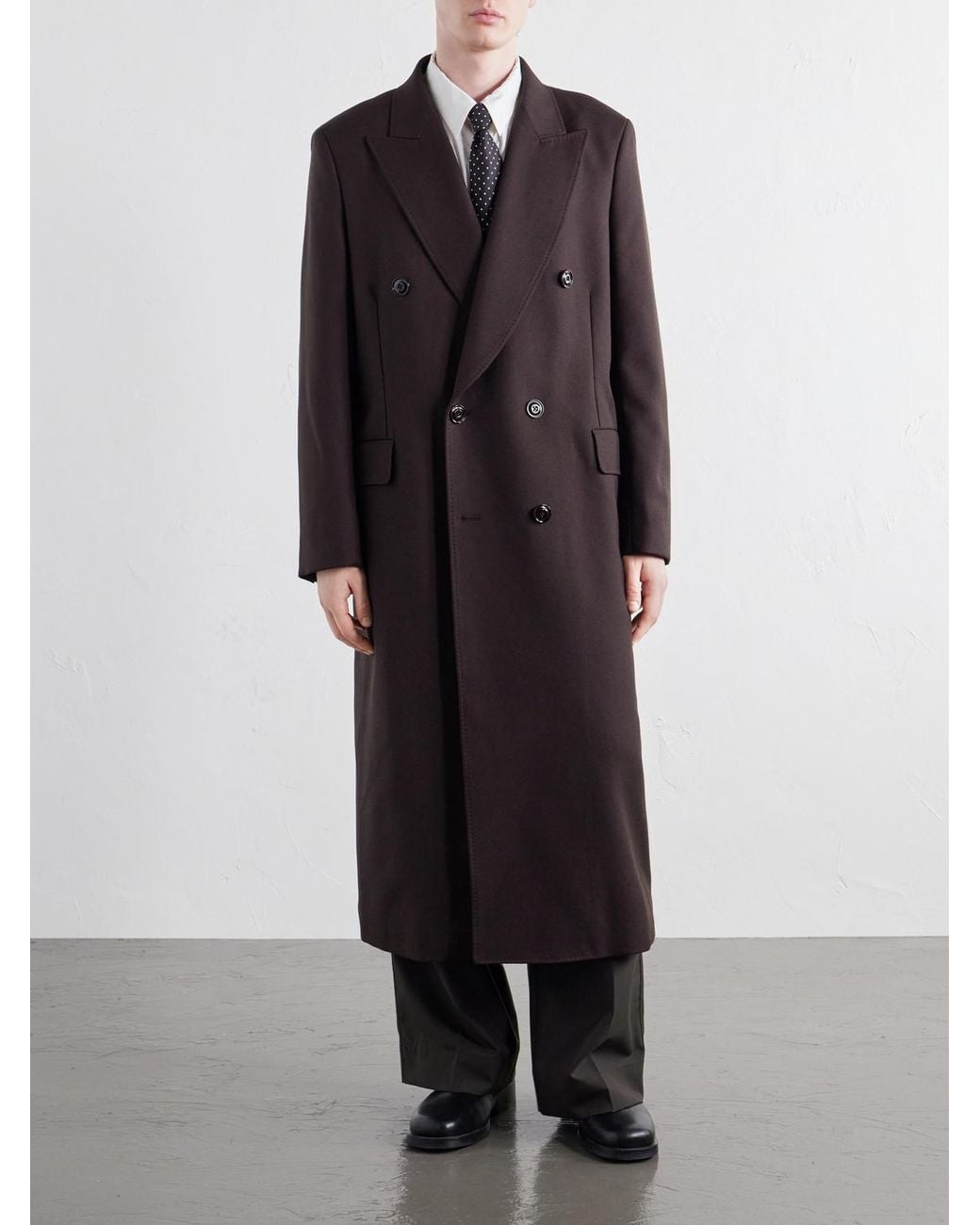 Our Legacy Black Extended Whale Double-Breasted Virgin Wool-Twill Coat for men