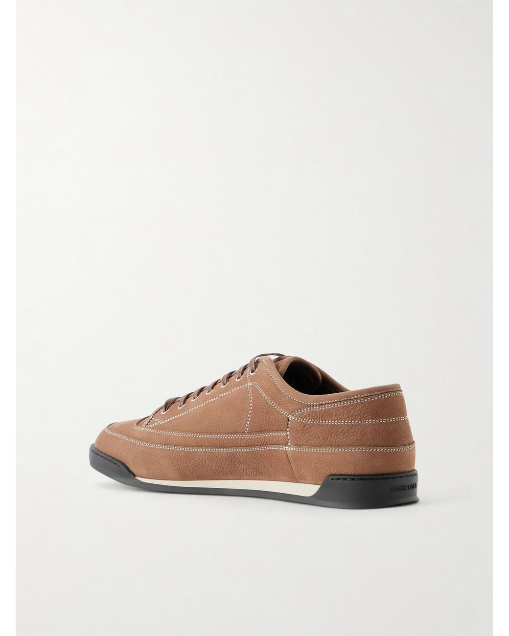 John Lobb Brown Court Panelled Nubuck Sneakers for men