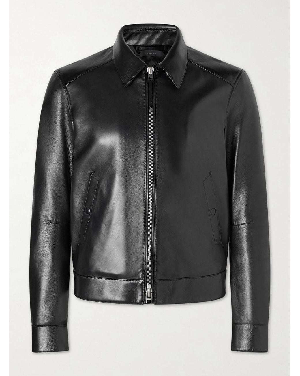 Tom Ford Black Slim-Fit Leather Jacket for men
