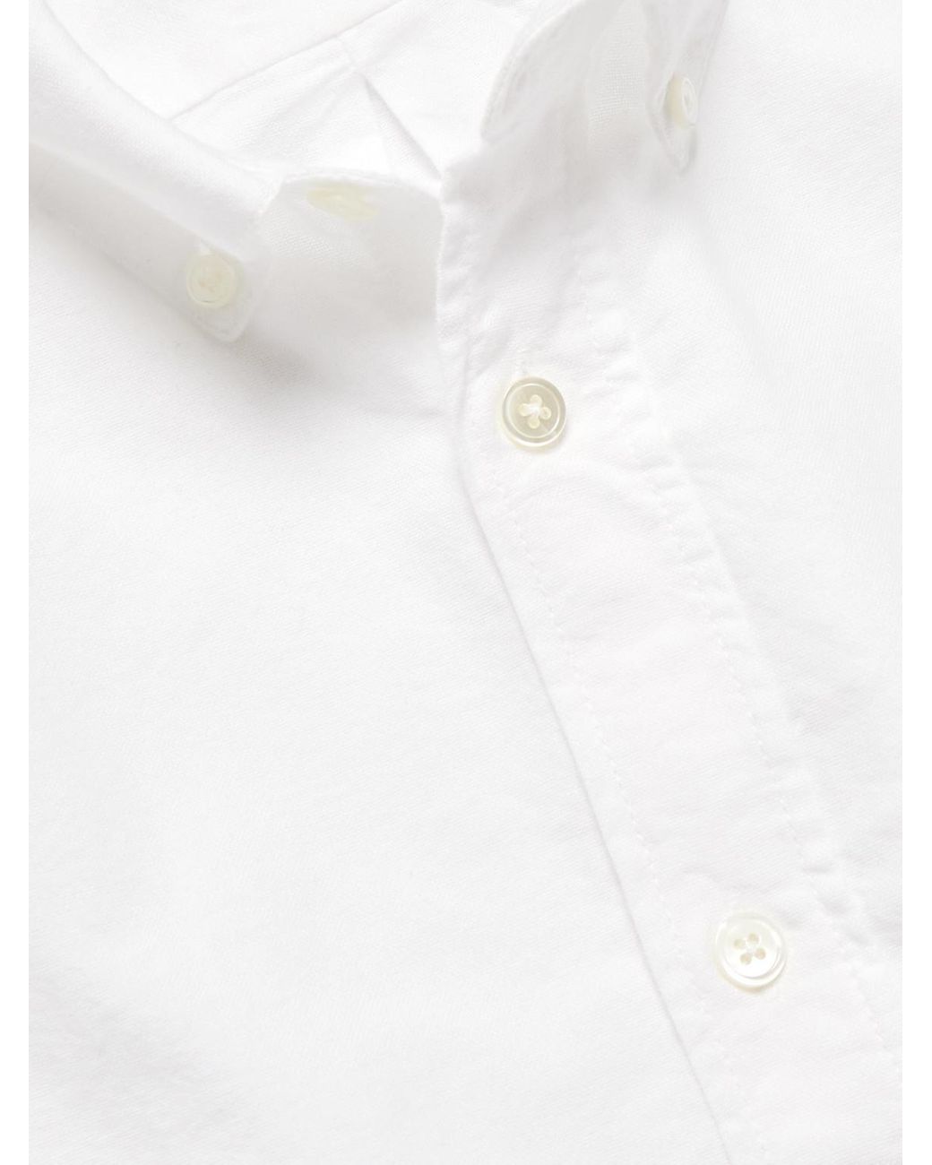 Portuguese Flannel White Belavista Button-down Collar Cotton Shirt for men