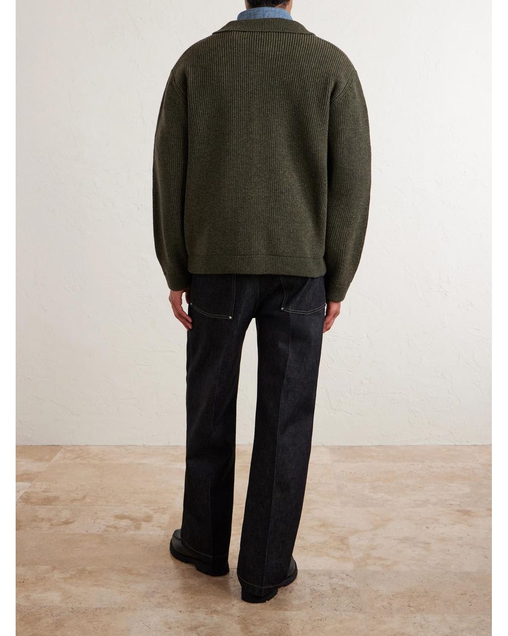 FRIZMWORKS Green Wool-Blend Cardigan for men