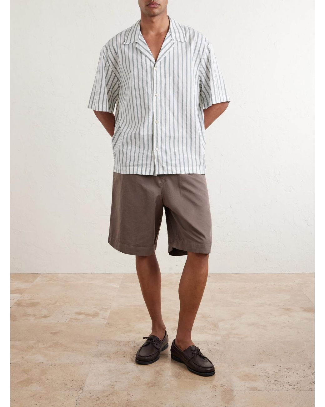 A Kind Of Guise White Samata Camp-collar Striped Cotton for men