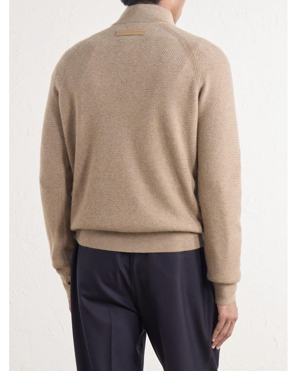 Zegna Natural Oasi Cashmere Half-Zip Sweater for men