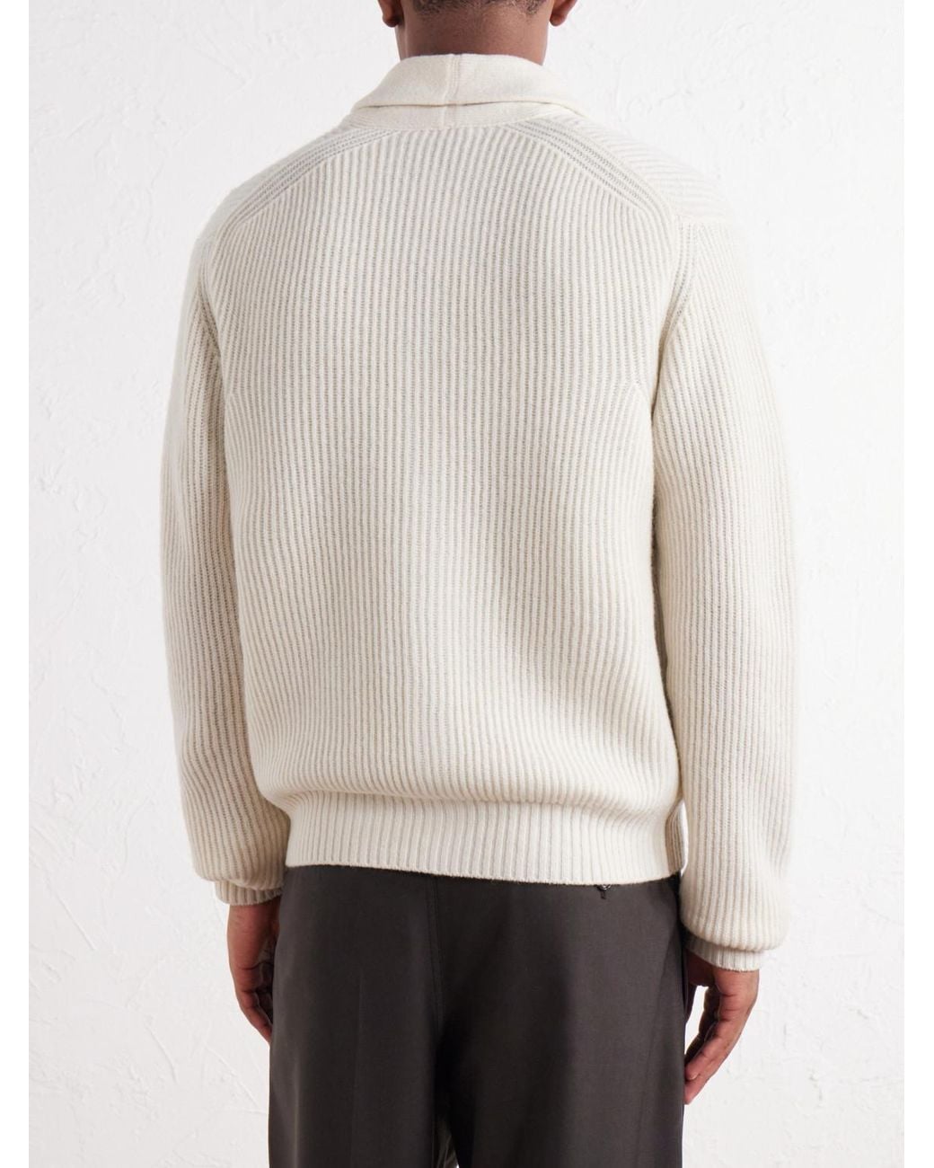 Altea Natural Ribbed Virgin Wool Cardigan for men