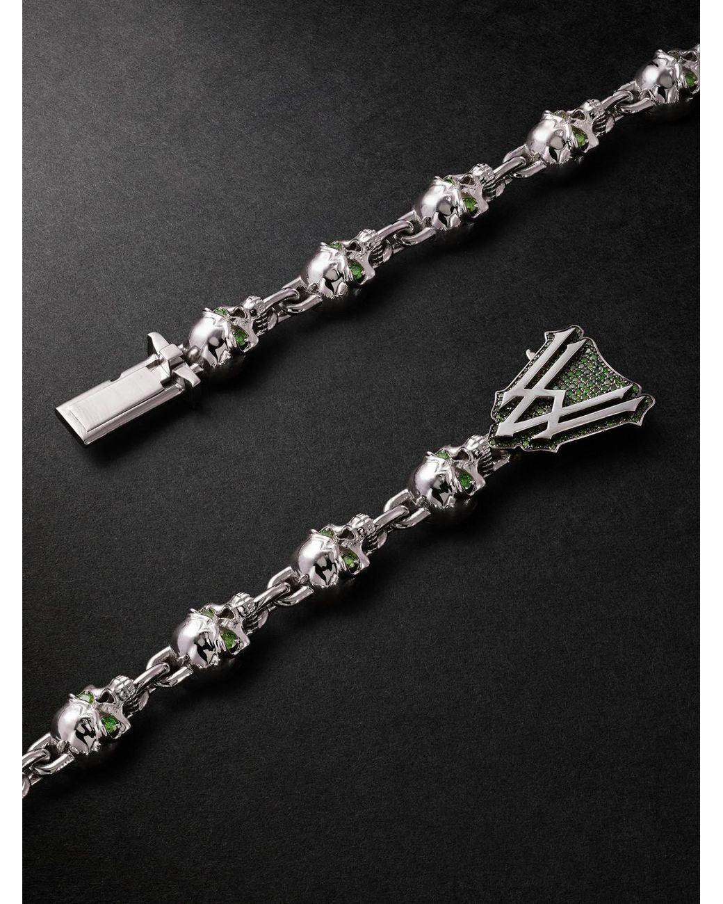 Alex Moss New York Black Dead Head 14-karat White Gold Diamond Chain Necklace for men